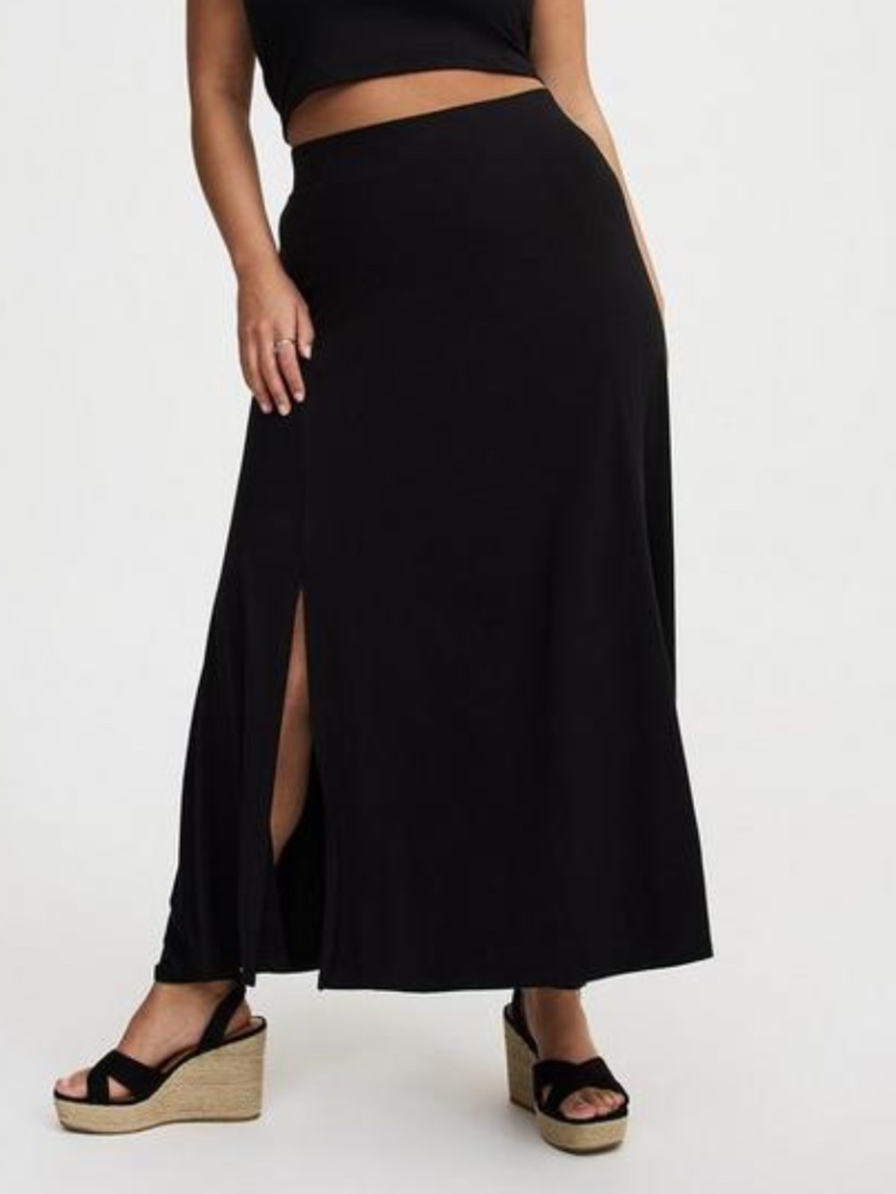 Torrid 1X Maxi Jersey Side Slit Skirt